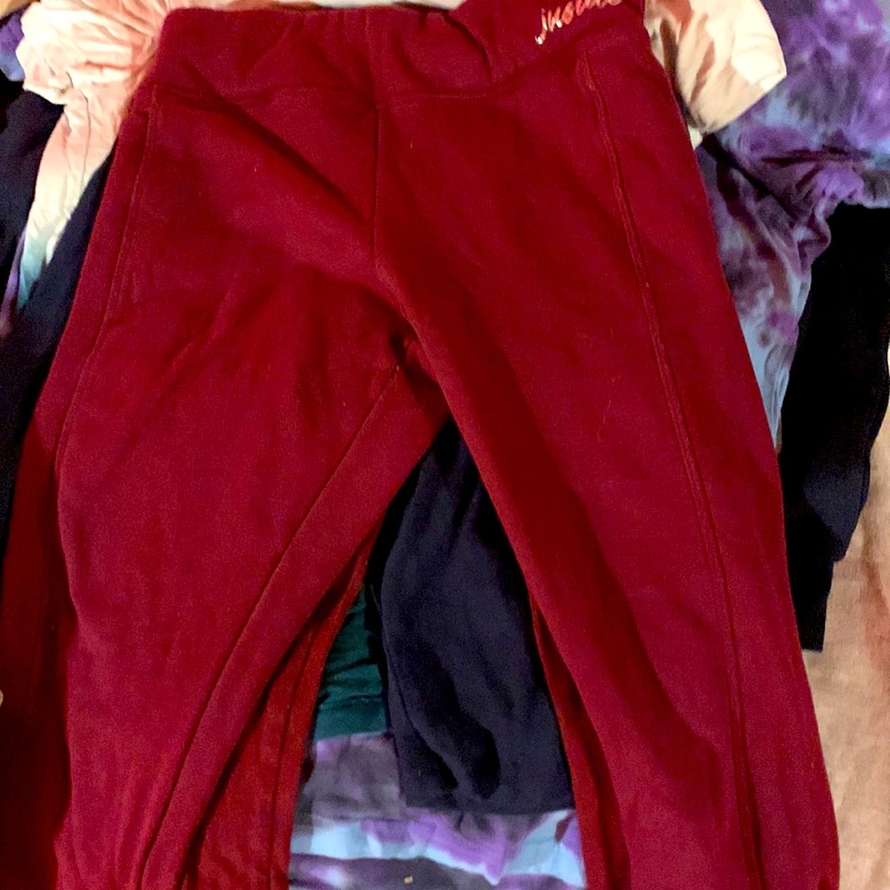 red fuzzy justice leggings